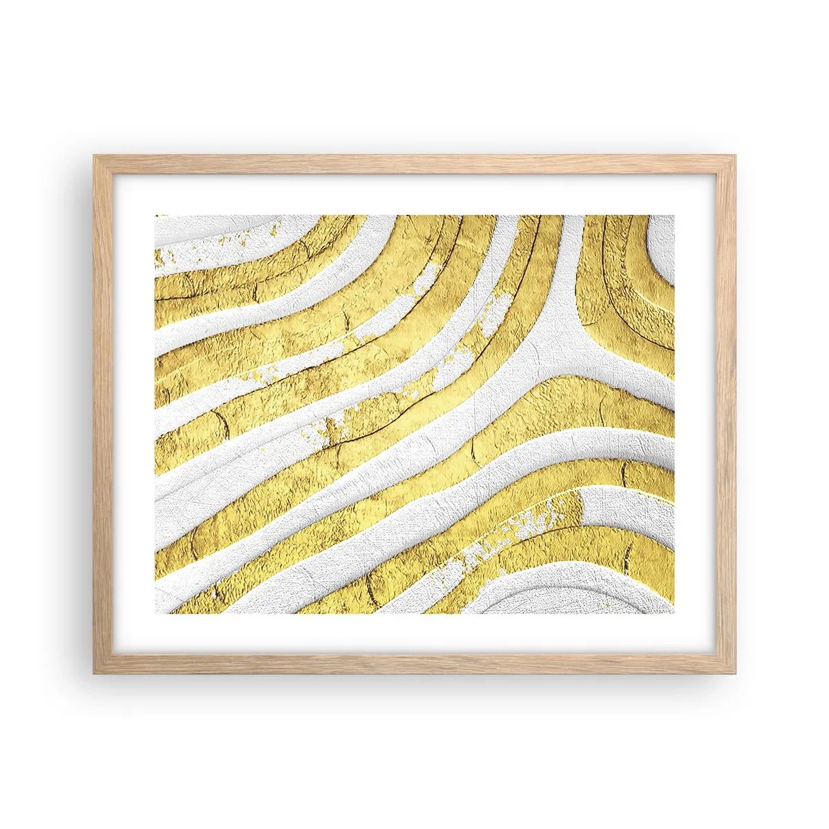 Poster in cornice rovere chiaro - Composizione in bianco e oro - 50x40 cm