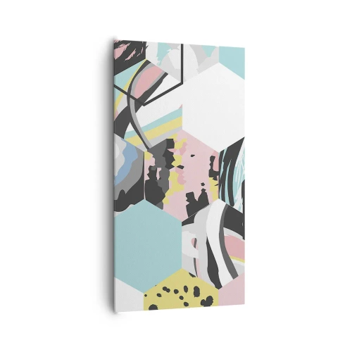 Quadro su tela - Stampe su Tela - Esagoni e cubi in sei tonalità - 65x120 cm