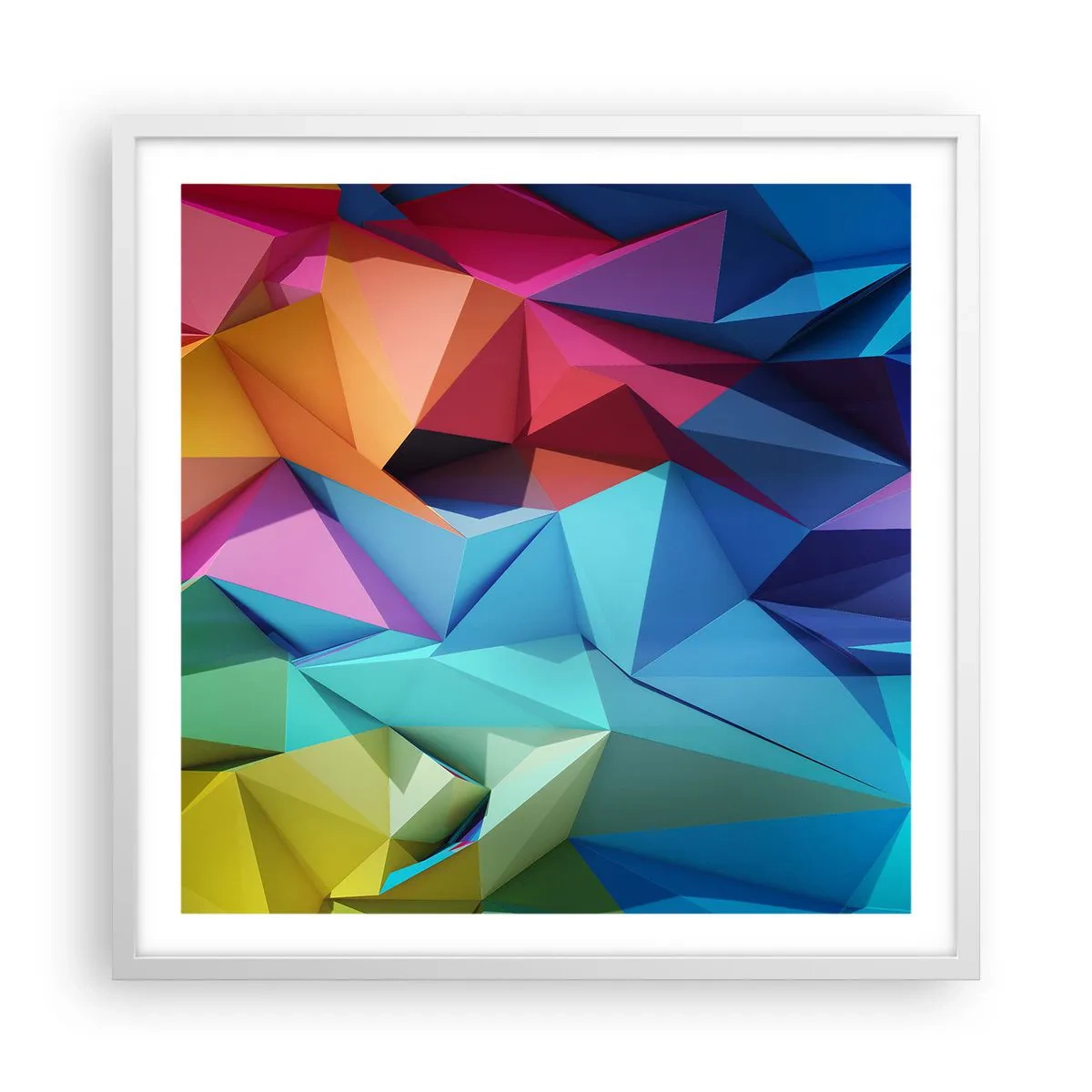 Poster in cornice bianca - Origami arcobaleno - 60x60 cm