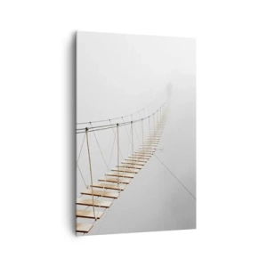 Quadro su tela - Stampe su Tela - Un ponte sospeso nella nebbia da una prospettiva minimalista - 80x120cm - Dove ti porta? - Decorazione murale moderna per soggiorno e camera da letto ARTTOR