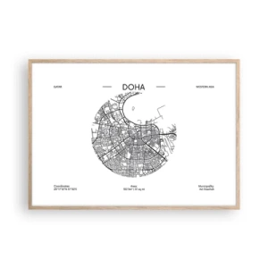 Poster in cornice rovere chiaro - Anatomia di Doha - 100x70 cm