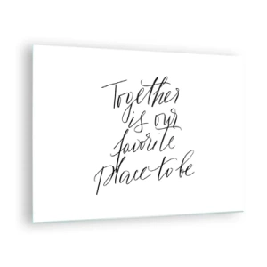 Quadro su vetro - Iscrizione calligrafica minimalista su sfondo bianco - 70x50cm - Anche tu lo senti? - Decorazione murale moderna per soggiorno e camera da letto ARTTOR