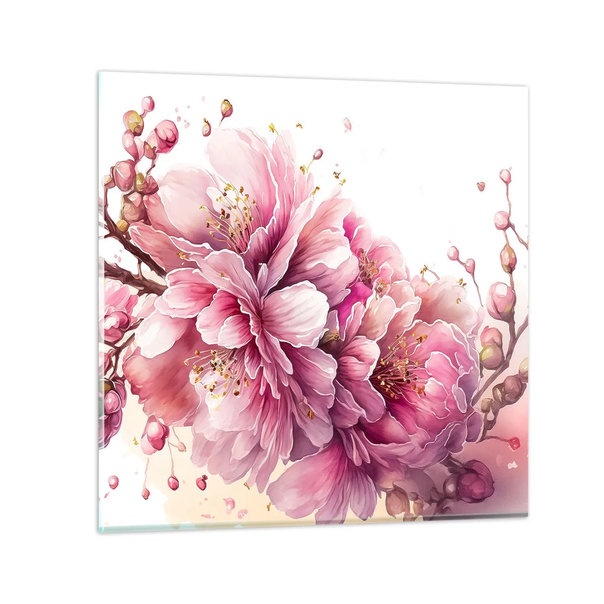 Quadro su vetro - Fiore di ciliegio - 30x30 cm