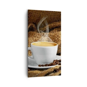 Quadro su tela - Stampe su Tela - L'odore di caffè con la schiuma del colore del miele - 55x100 cm