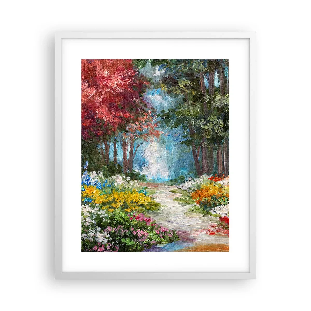 Poster in cornice bianca - Il giardino del bosco d'aprile - 40x50 cm