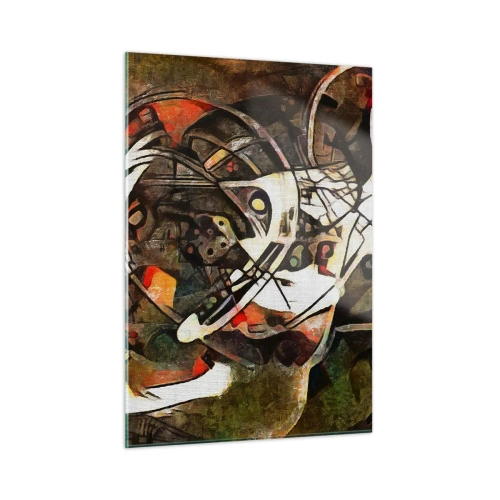 Quadro su vetro - Dipinto astratto con cerchi e linee dinamiche - 50x70cm - Senti il movimento? - Decorazione murale moderna per soggiorno e camera da letto ARTTOR