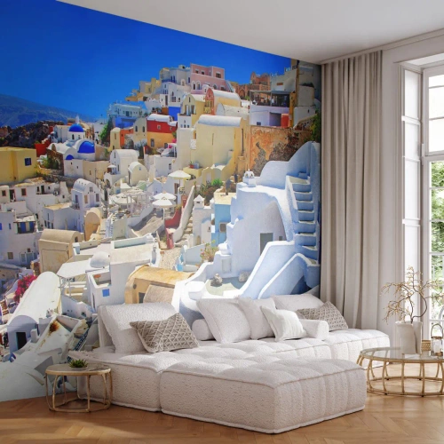 Fotomurali Autoadesivo Deluxe Sticker - Sogno di un'estate greca - Architettura, Paesaggio, Santorini - 100x70 cm
