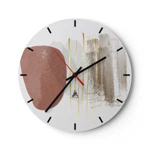 Orologio da parete - Orologio in Vetro - Forme astratte minimaliste nelle tonalità del beige e del marrone - 30x30cm - Colonnato astratto - Decorazione murale moderna per soggiorno, cucina e camera da letto ARTTOR