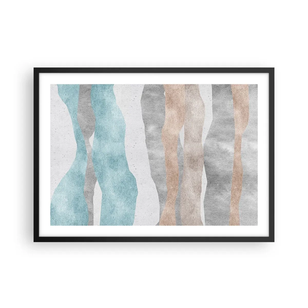 Poster in cornice nera - Strisce astratte in tonalità pastello - 70x50cm - Studio di prossimità - Decorazione murale moderna per soggiorno e camera da letto ARTTOR