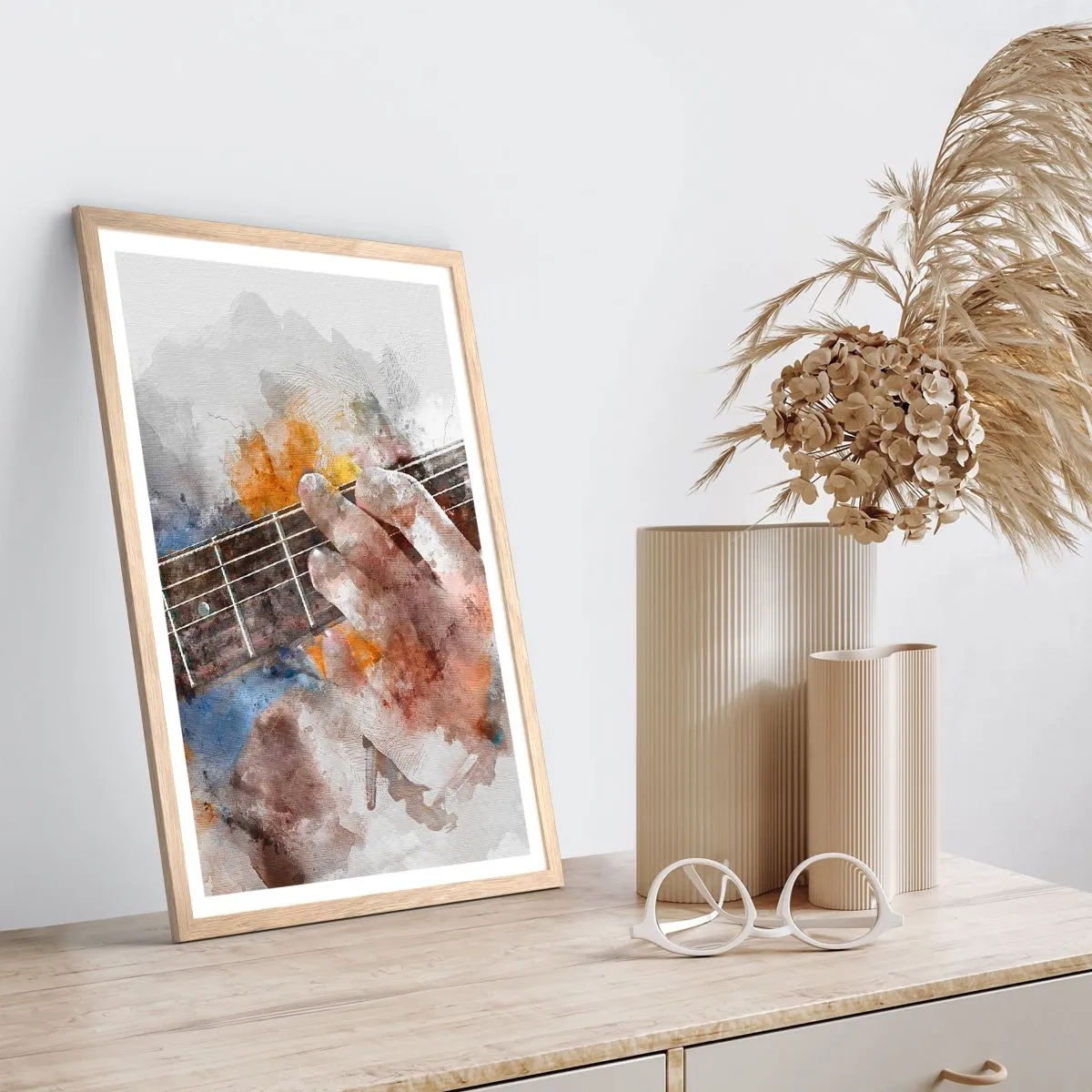 Poster in cornice rovere chiaro - Poesia tra le corde - 30x40 cm