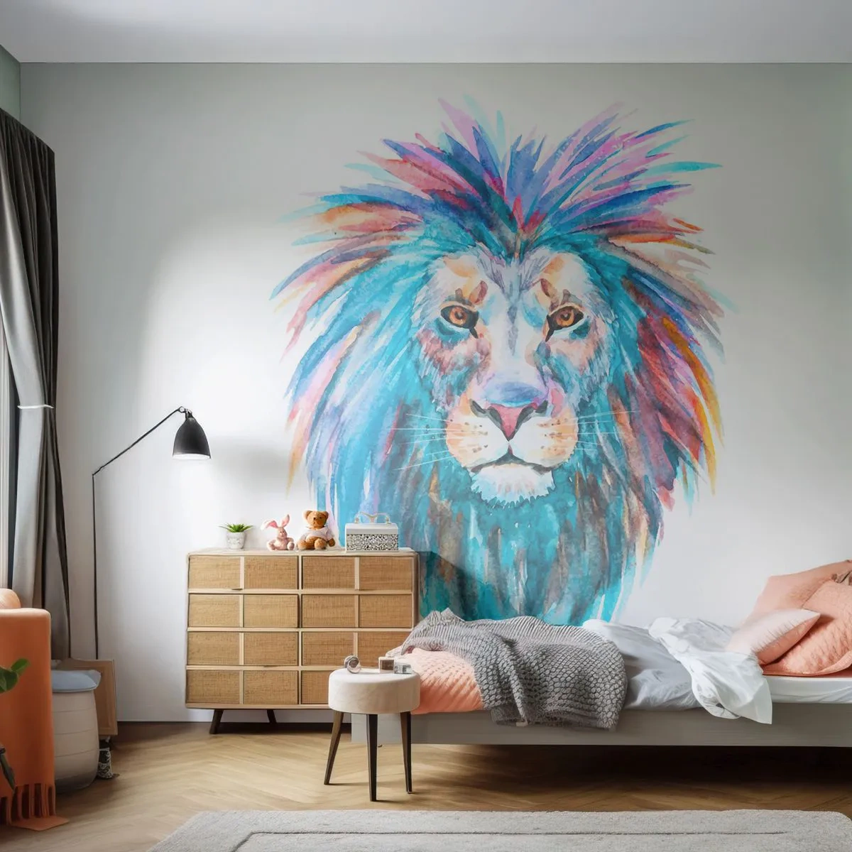 Fotomurali Premium Sand - Aura elettrizzante - Animali, Leone, Astrazione - 350x256 cm