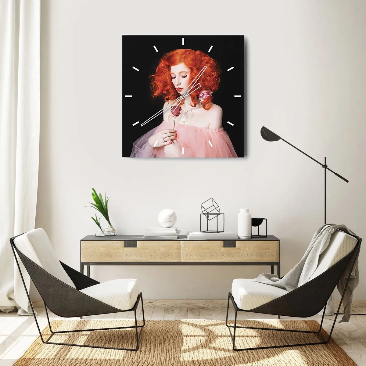 Orologio da parete - Orologio in Vetro - In stile barocco - 30x30 cm