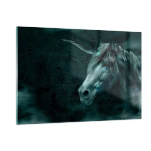 Quadro su vetro - Unicorno nella foresta misteriosa - 120x80cm - Nel bosco incantato - Decorazione murale moderna per soggiorno e camera da letto ARTTOR