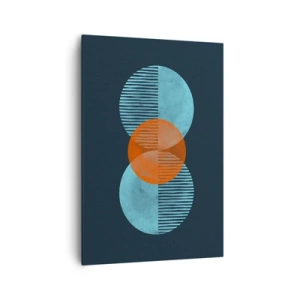 Quadro su tela - Stampe su Tela - Cerchi geometrici nei toni del blu e dell'arancione - 70x100cm - Composizione simmetrica - Decorazione murale moderna per soggiorno e camera da letto ARTTOR