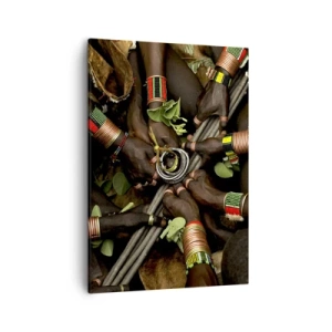 Quadro su tela - Stampe su Tela - Tradizionali braccialetti a mano in un gruppo di mani - 50x70cm - Siamo insieme - Decorazione murale moderna per soggiorno e camera da letto ARTTOR