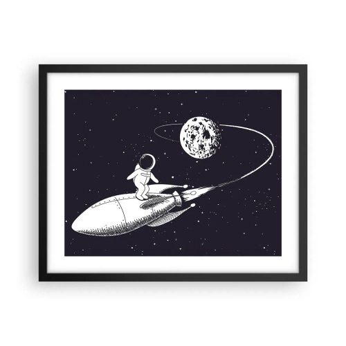 Poster in cornice nera - Surfista spaziale - 50x40 cm