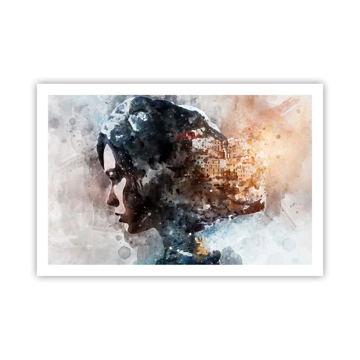 Poster - Racconto su una ragazza con città sullo sfondo - 91x61 cm