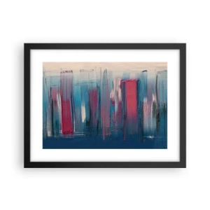 Poster in cornice nera - Composizione verticale in blu e rosso - 40x30 cm