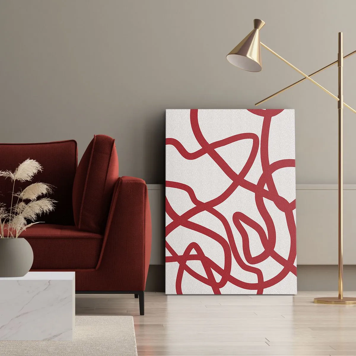 Quadro su tela - Stampe su Tela - Rosso su bianco - 45x80 cm