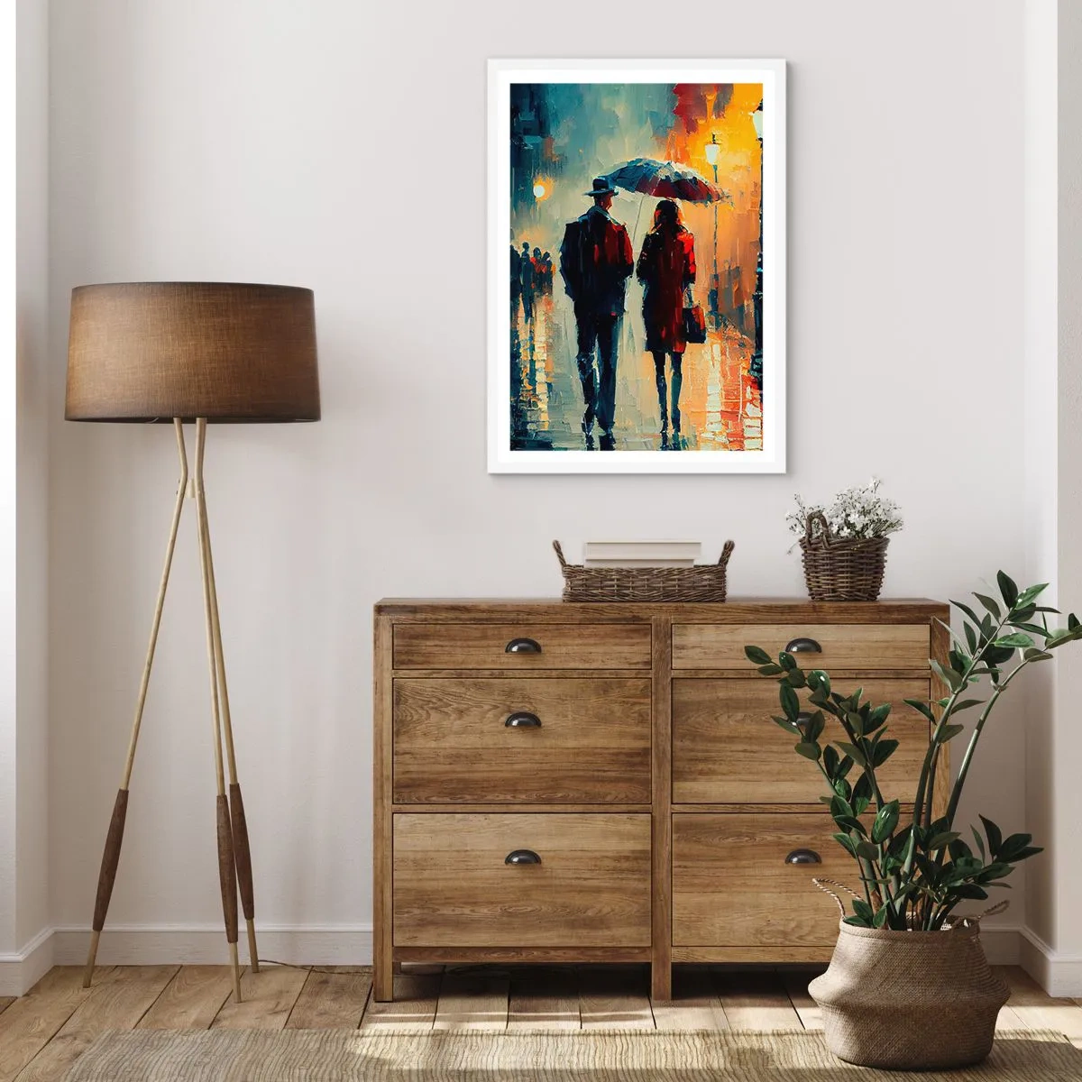 Poster in cornice bianca - Love story cittadina - 50x70 cm