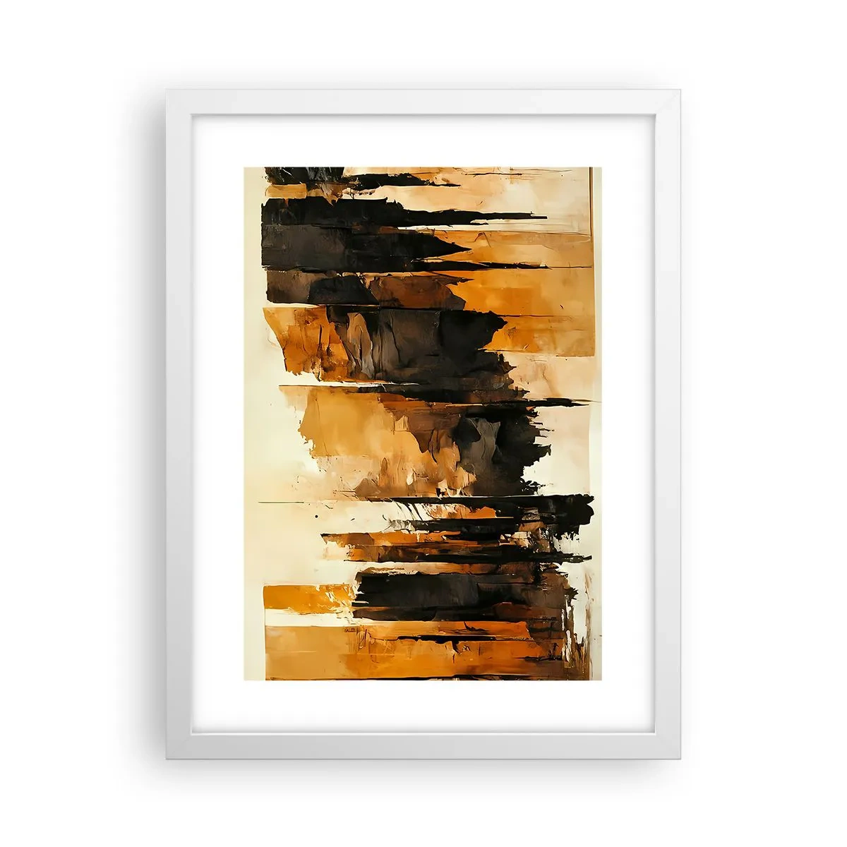 Poster in cornice bianca - Armonia di nero e oro - 30x40 cm