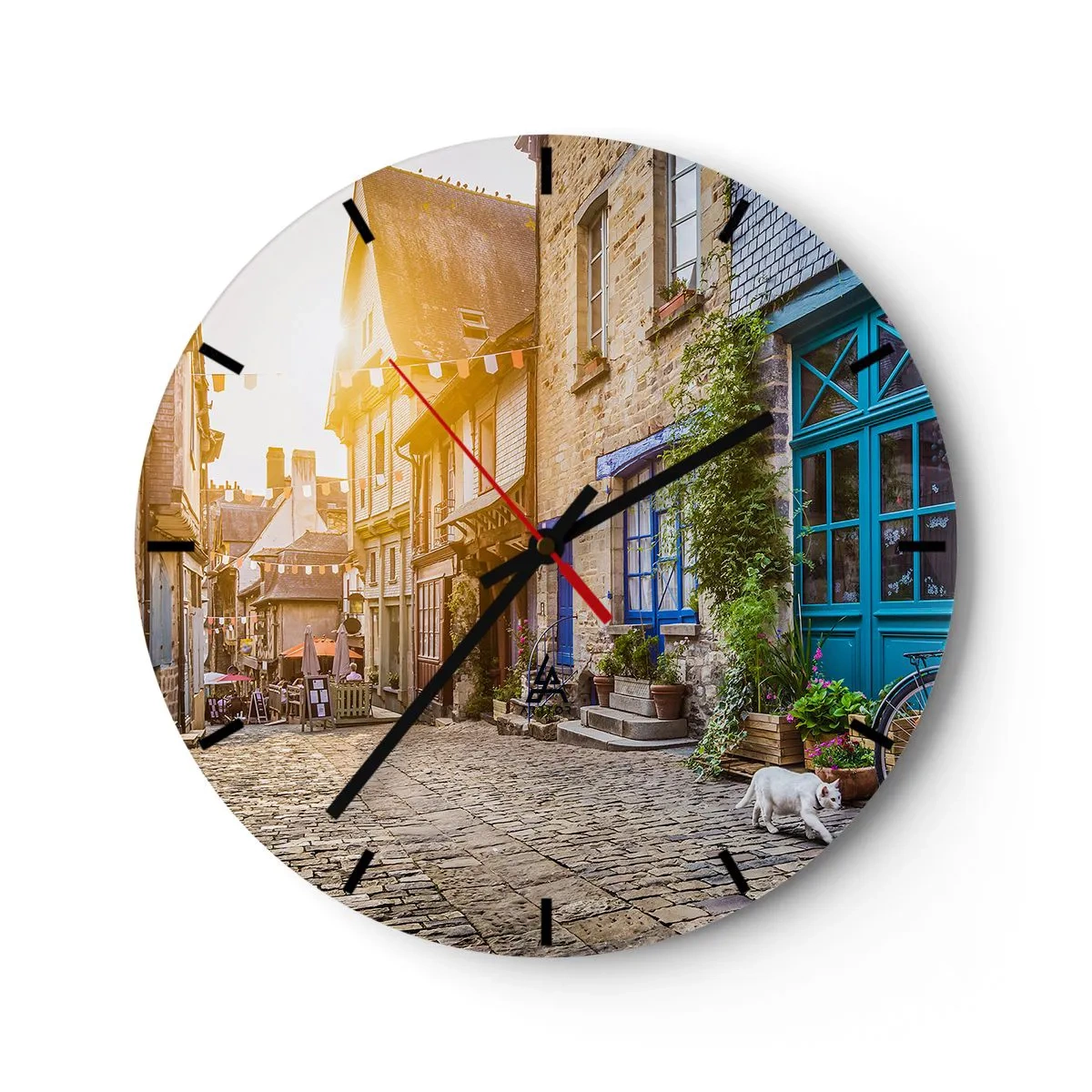 Orologio da parete - Orologio in Vetro - Lo spirito bianco della cittadina - 40x40 cm