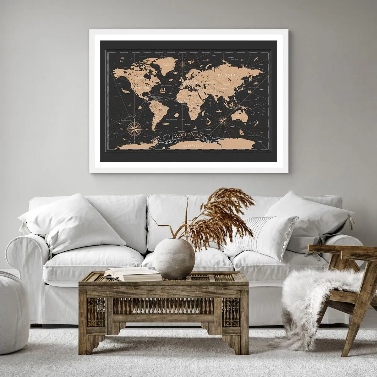 Poster in cornice bianca - I confini del mio mondo - 40x30 cm