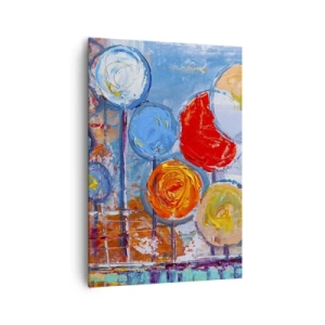 Quadro su tela - Stampe su Tela - Alberi astratti colorati su sfondo blu - 70x100cm - Qualcosa di straordinario - Decorazione murale moderna per soggiorno e camera da letto ARTTOR