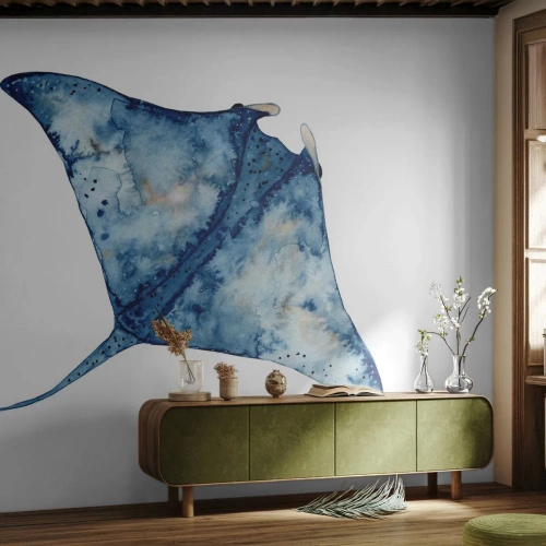 Fotomurali Premium Sand - Vita nel blu - Stingray, Pescare, Stile balneare - 450x315 cm