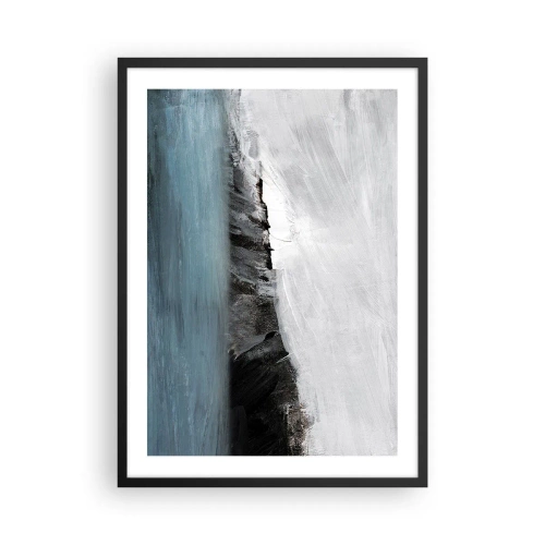 Poster in cornice nera - Composizione astratta di una costa rocciosa e dell'oceano - 50x70cm - Acqua-terra: lo scontro degli elementi - Decorazione murale moderna per soggiorno e camera da letto ARTTOR