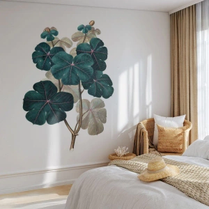 Fotomurali Premium Sand - Illustrazione botanica con foglie verdi su sfondo bianco - 100x70cm - Dal vecchio erbario - Decorazione murale moderna per soggiorno e camera da letto ARTTOR