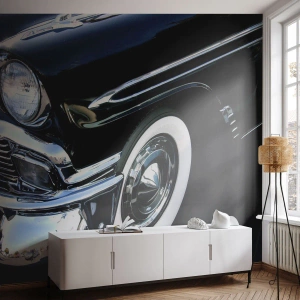 Fotomurali Premium Canvas - Classicità in argento, nero e bianco - Settore automobilistico, Auto, bianco e nero - 350x256 cm