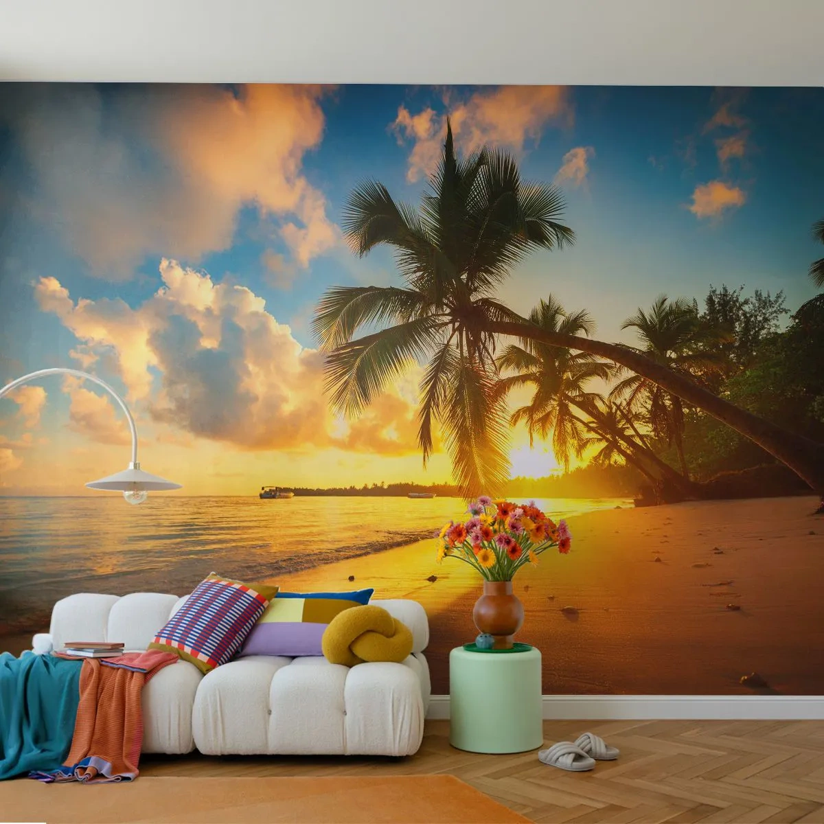 Fotomurali Autoadesivo Deluxe Sticker - Sogno dei Caraibi - Paesaggio, Palma da cocco, Mare - 450x315 cm