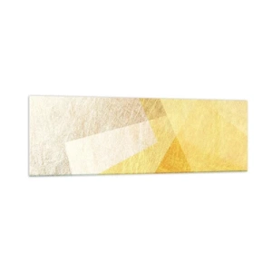 Quadro su vetro - Forme geometriche in tonalità oro e chiare - 160x50cm - La pace della geometria - Decorazione murale moderna per soggiorno e camera da letto ARTTOR