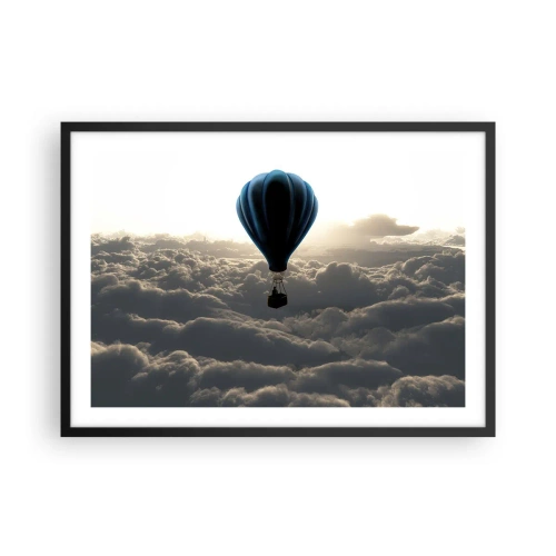 Poster in cornice nera - Una mongolfiera contro un cielo con nuvole al tramonto - 70x50cm - Viaggiatore sopra le nuvole - Decorazione murale moderna per soggiorno e camera da letto ARTTOR