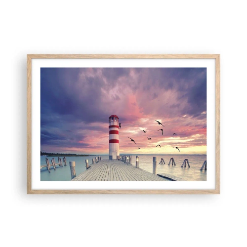 Poster in cornice rovere chiaro - Tempo di tornare in porto - 70x50 cm