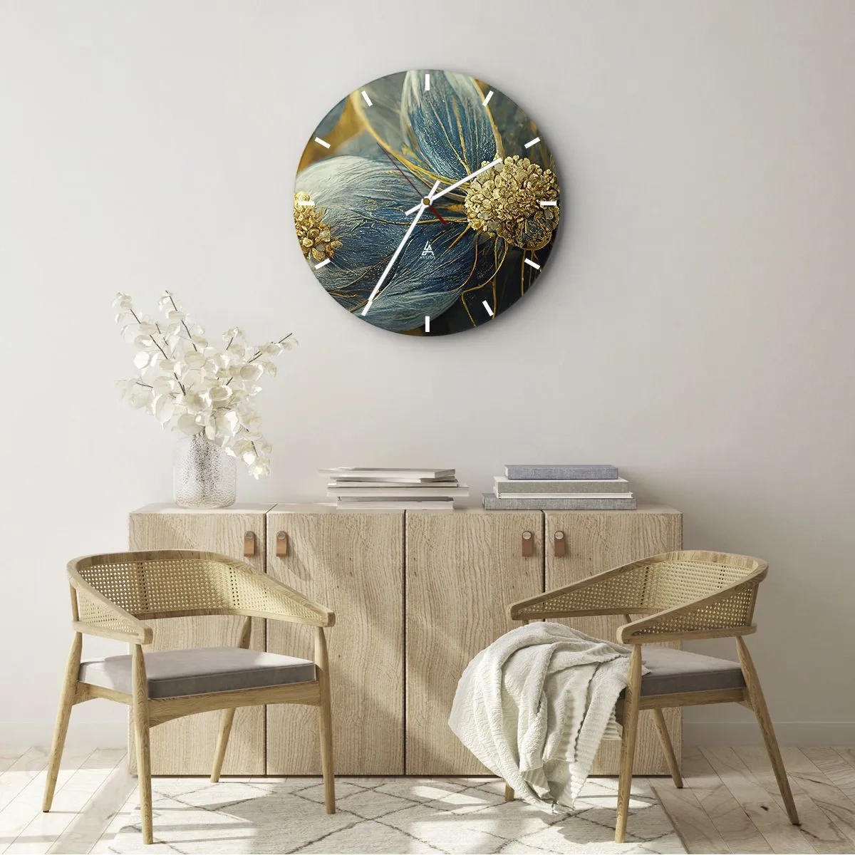 Orologio da parete - Orologio in Vetro - Fiorire d'oro - 40x40 cm
