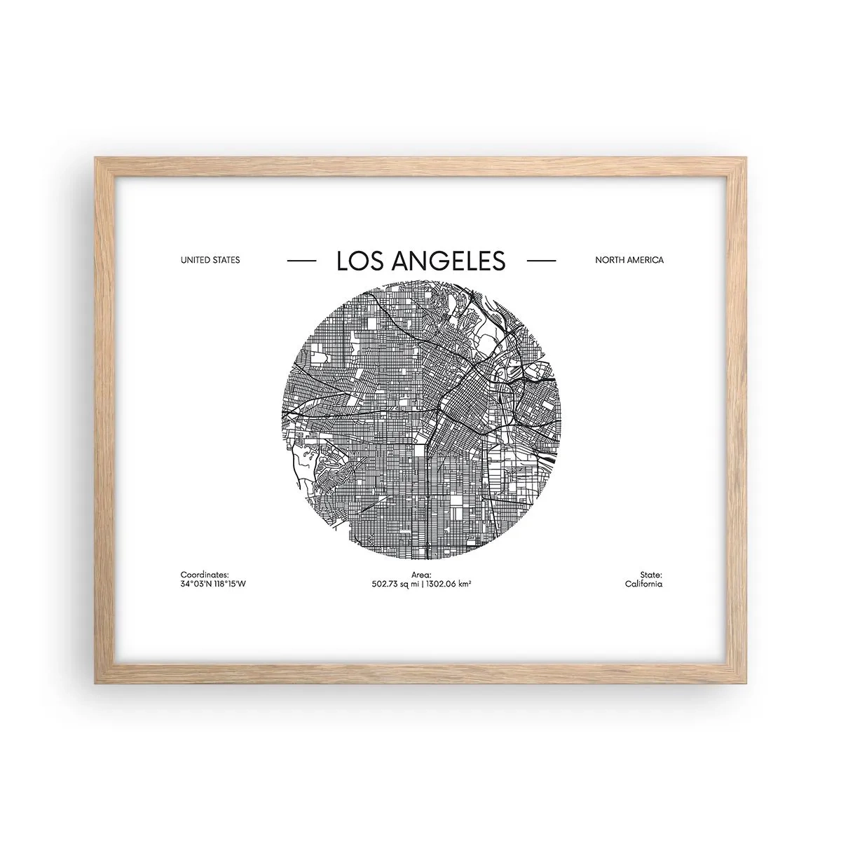 Poster in cornice rovere chiaro - Anatomia di Los Angeles - 50x40 cm