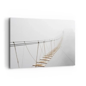 Quadro su tela - Stampe su Tela - Un ponte sospeso nella nebbia da una prospettiva minimalista - 120x80cm - Dove ti porta? - Decorazione murale moderna per soggiorno e camera da letto ARTTOR