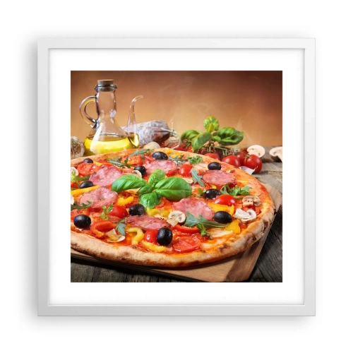 Poster in cornice bianca - Con gusto veramente italiano - 40x40 cm