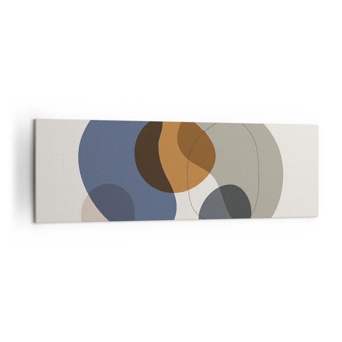 Quadro su tela - Stampe su Tela - Forme astratte colorate nelle tonalità del blu e del marrone - 160x50cm - Gocce di colore - Decorazione murale moderna per soggiorno e camera da letto ARTTOR