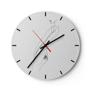 Orologio da parete - Orologio in Vetro - Linea minimalista di una silhouette femminile su uno sfondo bianco - 30x30cm - Appena una promessa - Decorazione murale moderna per soggiorno, cucina e camera da letto ARTTOR