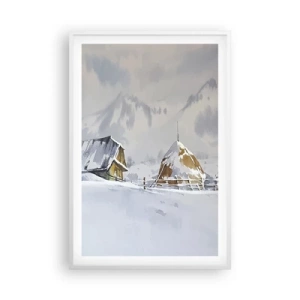 Poster in cornice bianca - Nella valle innevata - 61x91 cm