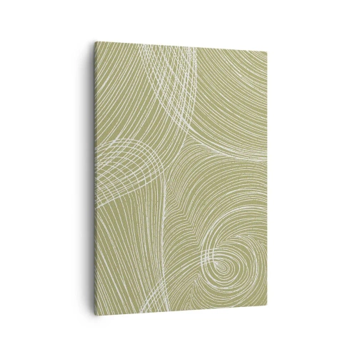 Quadro su tela - Stampe su Tela - Linee verdi e bianche in una composizione astratta - 50x70cm - Astrazione intricata in bianco - Decorazione murale moderna per soggiorno e camera da letto ARTTOR