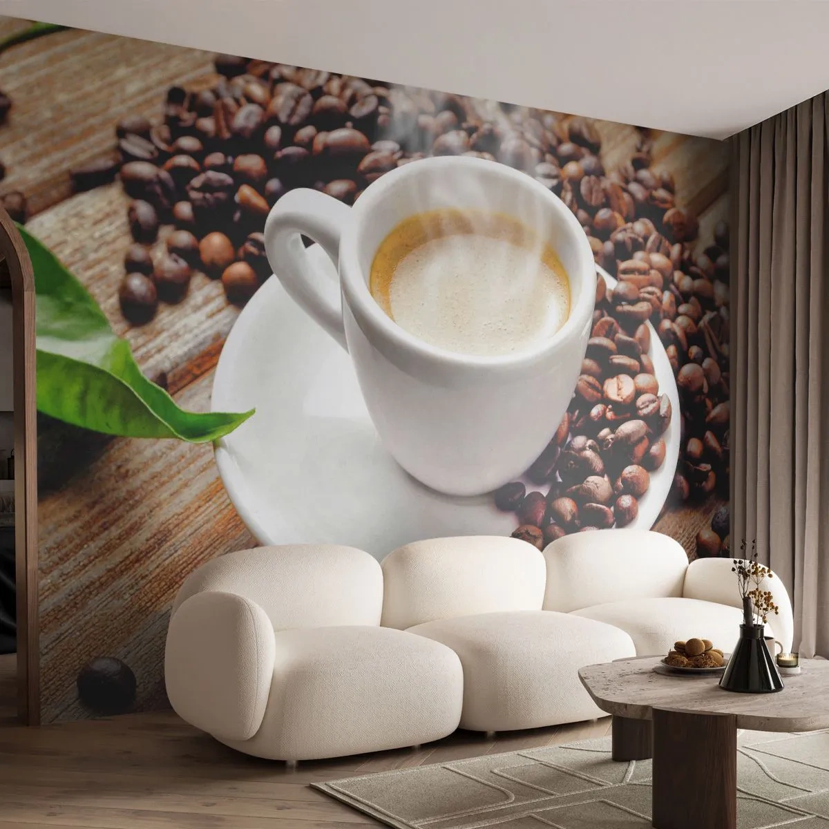 Fotomurali Standard Eco - Il caffè è pronto - Gastronomia, Caffè, Tazza - 200x140 cm