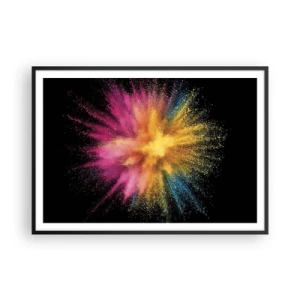 Poster in cornice nera - Esplosione di polvere colorata su sfondo nero - 100x70cm - La nascita dei colori - Decorazione murale moderna per soggiorno e camera da letto ARTTOR