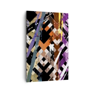 Quadro su tela - Stampe su Tela - Composizione astratta con linee colorate su sfondo nero - 80x120cm - Elevato al quadrato - Decorazione murale moderna per soggiorno e camera da letto ARTTOR