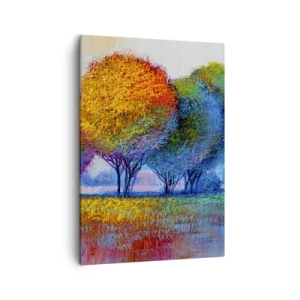 Quadro su tela - Stampe su Tela - Alberi colorati in un paesaggio impressionista - 50x70cm - Ciuffo di colori brillanti - Decorazione murale moderna per soggiorno e camera da letto ARTTOR