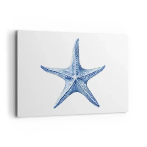 Quadro su tela - Stampe su Tela - Stella marina blu su sfondo bianco in stile minimalista - 100x70cm - Stella marina - Decorazione murale moderna per soggiorno e camera da letto ARTTOR