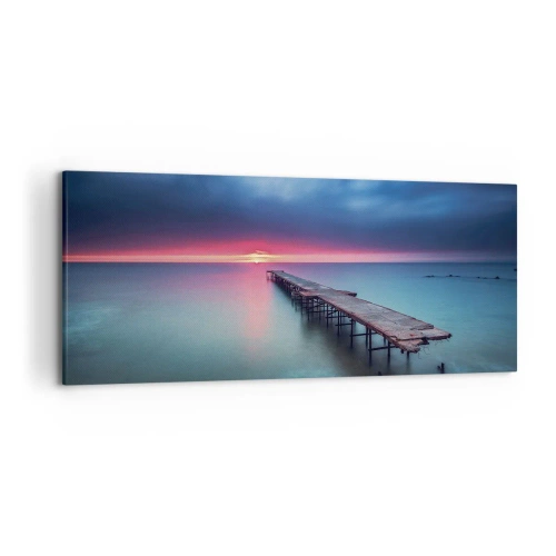 Quadro su tela - Stampe su Tela - Un molo di legno che conduce direttamente al mare al tramonto - 120x50cm - Tra il cielo e la terra - Decorazione murale moderna per soggiorno e camera da letto ARTTOR